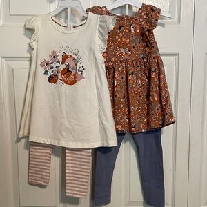 Girls 3T Fox Print Tunics and Leggings Set